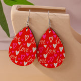 1 pair heart shape wood drop earrings
