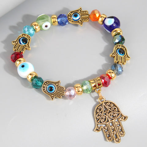 Lucky Eye palm alloy glass bead  bracelets