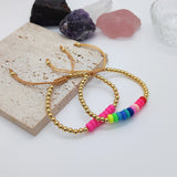 Colorful Soft Clay beaded knitting plating 18k gold plated bracelets