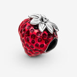 Seeded Strawberry Fruit Charm -  Bracelet Charm for  Moments Bracelets - Stunning Women'S Jewelry - Gift for Women - Made with Sterling Silver & Enamel, with Gift Box