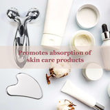 Stainless Steel Gua Sha and Face Roller Set, for Face Sculpting, Metal Skin Care, Massager for Women