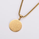 Saint Benito round stainless steel plating 18k gold plated pendant necklace