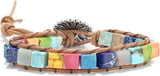 Unisex 7 Chakra Healing Bracelet Real Stones Leather 