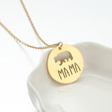 Mama bear stainless steel titanium steel irregular plating hollow out pendant necklace