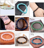 12Pcs Natural Stone Beaded Bracelets for Women Men Semi-Precious Gemstones Bracelets Crystal Beaded Bracelet Unisex Adjustable Stretch Bracelets 8MM