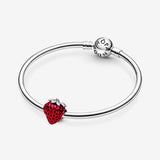 Seeded Strawberry Fruit Charm -  Bracelet Charm for  Moments Bracelets - Stunning Women'S Jewelry - Gift for Women - Made with Sterling Silver & Enamel, with Gift Box