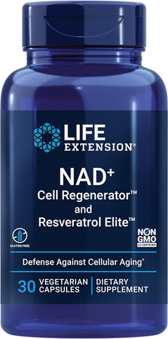 NAD+ Cell Regenerator and Resveratrol Elite, NIAGEN Nicotinamide Riboside, Trans-Resveratrol, Quercetin, Fisetin, for Longevity, Energy, and Oxidative Stress, 30 Vegetarian Capsule