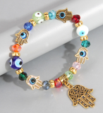 Lucky Eye palm alloy glass bead  bracelets