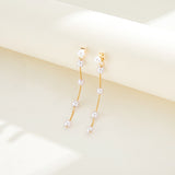 Fashion artificial pearls beaded metal earrings