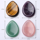 4 Piece Thumb Worry Stone Pocket Palm Stone Healing Crystals for Anxiety Relief Items Teardrop Shaped Smooth Stones (Rose Quartz/Amethyst/Green Aventurine/Tiger'S Eye)