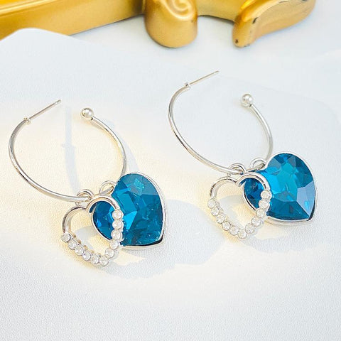 1 pair elegant simple style heart shape alloy drop earrings