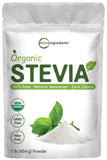 Pure Organic Stevia Powder, 4 Ounces, 706 Serving, Highest Grade Stevia Green Leaf Extract Reb-A, Reduced Bitter Aftertaste, 0 Calorie, Natural Sweetener, Sugar Alternative, Keto Friendly