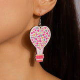 1 pair heart shape wood drop earrings