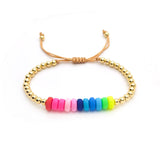 Colorful Soft Clay beaded knitting plating 18k gold plated bracelets