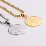 Saint Benito round stainless steel plating 18k gold plated pendant necklace