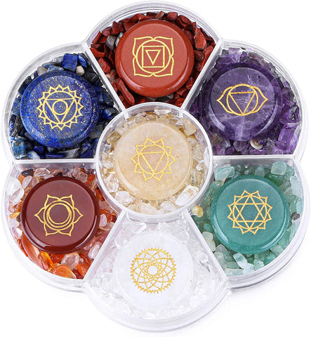 7 Chakra Crystal Engraved Stones Natural Polished 