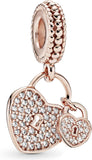 Love Locks Pendant Charm - Compatible with  Moments - Stunning Women'S Jewelry - Made with  Rose & Cubic Zirconia - with Gift Box