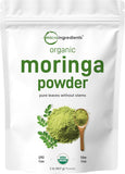 Organic Moringa Oleifera Leaf Powder for Hair, 2 Pounds, Rich in Antioxidants and Immune Vitamin, Great Superfoods for Moringa Tea, Moringa Drink, India Grown, Vegan