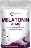 Melatonin 20Mg Tablets, 400 Counts, Natural Strawberry Flavor, Fast Dissolve | No Drug, Vegetarian Friendly, Non-Gmo & No Gluten