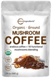 Organic 10 in 1 Ground Mushroom Coffee, 24 Ounce | Premium Arabica Coffee with Lion'S Mane, Chaga, Reishi, & More | Smooth Medium Roast, Clean Energy, & Immune Support