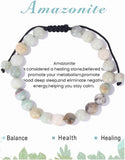 8Mm Natural Stone Bracelet for Women Men Crystal Bracelets Semi-Precious Gemstone Beaded Bracelets Adjustable Yoga Bracelets Jewelry Gifts