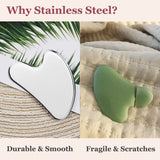 Stainless Steel Gua Sha and Face Roller Set, for Face Sculpting, Metal Skin Care, Massager for Women