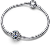 Pandora x DisneyAladdin, Princess Jasmine & Genie Glow-In-The-Dark Charm - Compatible Moments Jewelry - Made with Sterling Silver with Blue Cubic Zirconia - Gift for Her - with Gift Box