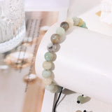 8Mm Natural Stone Bracelet for Women Men Crystal Bracelets Semi-Precious Gemstone Beaded Bracelets Adjustable Yoga Bracelets Jewelry Gifts