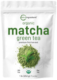 Organic Matcha Green Tea Powder, 1Lb | Premium First Harvest Japanese for Daily Beverage | 100% Pure Culinary Grade | No Sugar, Eco-Friendly Recyclable Bags