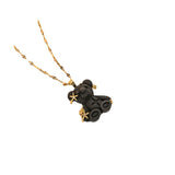 cute little bear star titanium steel copper plating inlay resin zircon gold plated pendant necklace