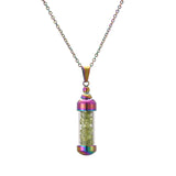 Natural Stone Stainless Steel 18K Gold Plated Pendant Necklace