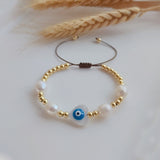 Lucky Eye Freshwater Pearl Shell Copper Beaded Bracelets