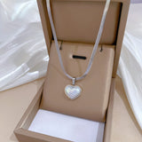 Simple Style Classic Style Heart Shape Titanium Steel Inlay Shell Pendant Necklace