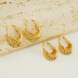 Elegant U Shape Stripe Plating Stainless Steel 18K Gold Plated Hoop Earrings