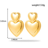 1 Pair Simple Style Heart Shape Stainless Steel 18K Gold Plated Drop Earrings