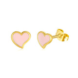 1 pair cute heart shape enamel stainless steel 18k gold plated earrings