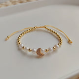 Star ⭐️ Moon 🌙 Heart 💛 shape pearl beaded inlay rhinestones bracelets 1 piece