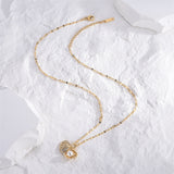 Shell with Artificial Pearl Titanium Steel 18K Gold Plated Necklace