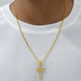 Simple Style Cross Titanium Steel Plating Pendant Necklace