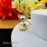 Leaves Pearl Copper Plating 14K Gold Plated Open Ring