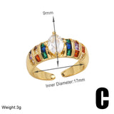 Choose your favorite Zircon Multicolor Copper Plating Inlay Zircon 18K Gold Plated Open Rings