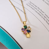 Flower copper 18k gold plated zircon pendant necklace