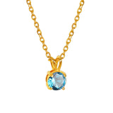Birth Crystal Zircon Simple Style Solid Color Titanium Steel Plating 18K Gold Plated Pendant Necklace