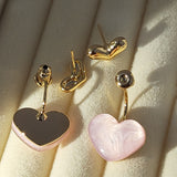 Sweet Heart Shape Plating Inlay Copper Artificial Gemstones Drop Earrings