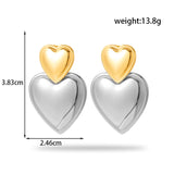 1 Pair Simple Style Heart Shape Stainless Steel 18K Gold Plated Drop Earrings