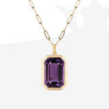 Zircon Square Stainless Steel Plating Inlay Zircon 18K Gold Plated Pendant Necklace