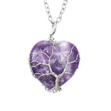Heart shape natural stone ferroalloy knitting pendant necklace