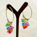 Glam flower patchwork plating stainless steel gold plated drop earrings