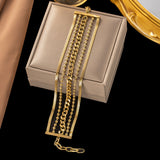 Layered Solid Color Titanium Steel 18K Gold Plated Bracelets