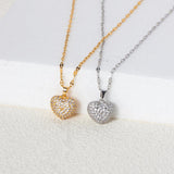 Simple Style Heart Shape Stainless Steel Plating Inlay Zircon 18K Gold Plated Pendant Necklace